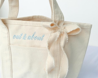 Monogrammed Canvas MINI Boat Tote Bag – Custom Embroidered Bridesmaid Gift