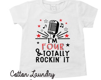 Birthday - Boys birthday shirt - birthday - tee shirt bday -rockin party theme - boys unisex clothing - two, three, four, five and beyond