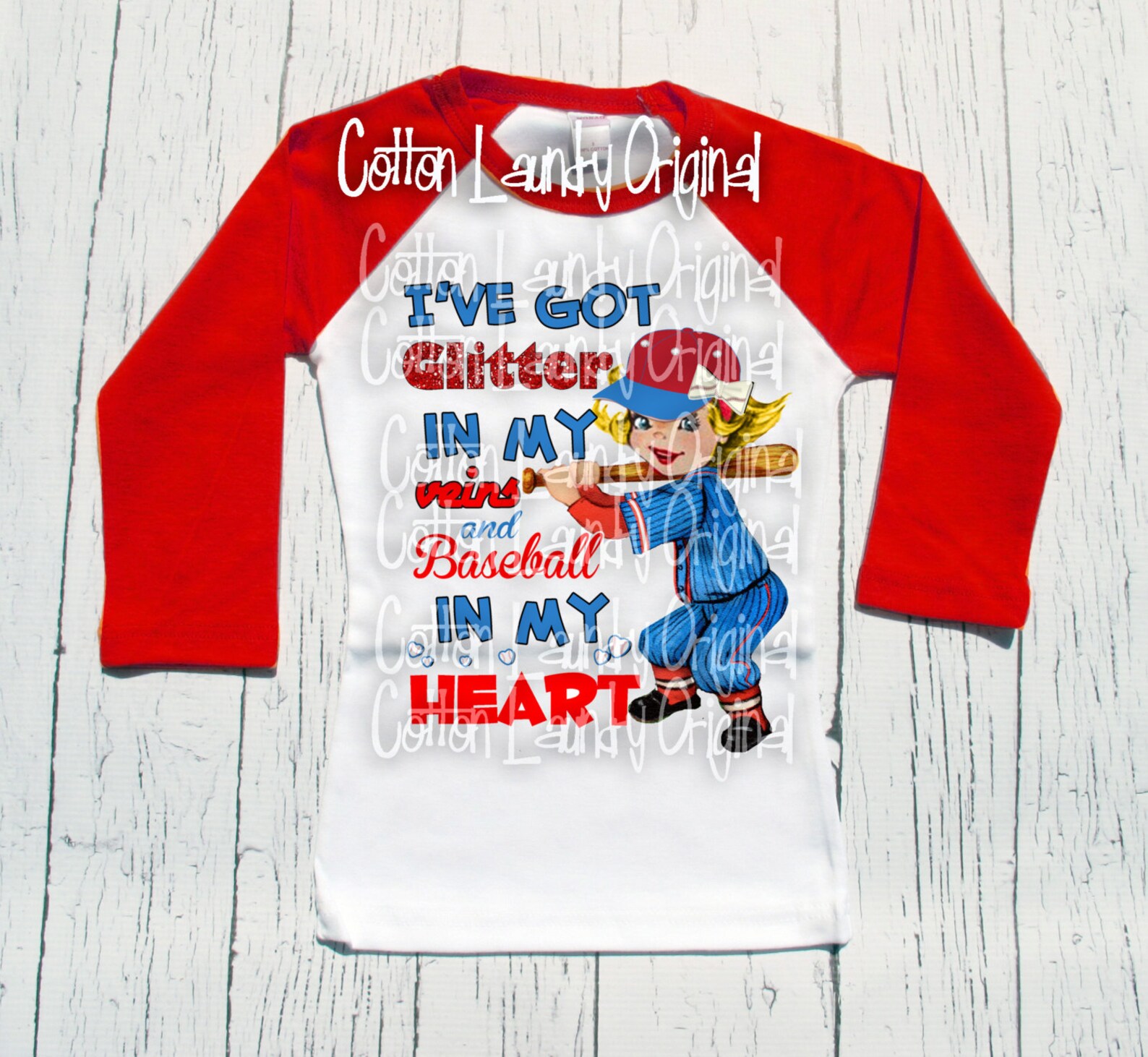 Baseball tshirt long sleeve baseball sports theme red sleeve Etsy