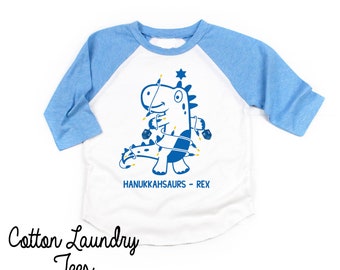hanukkahsaurs Rex - kids unisex tee shirts - kids clothing - Hanukkah shirt - Hanukkah tops and tees - Chanukah - Holiday - dinosaur - rex