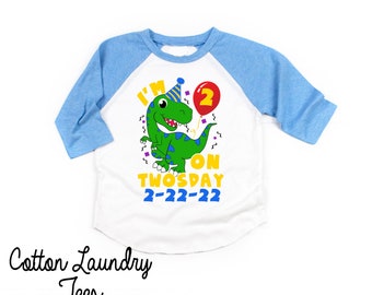 Twosday birthday shirt, Any birthday, Dinosaur birthday shirt, Dino birthday shirt, Birthday, dino Birthday, twosday birthday 2-22-22
