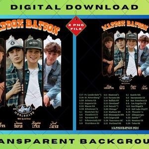 May include: Digital download featuring a black background with the text "MADDOX BATSON" in orange. The image includes photos of four young men and a tour date list. The words "LIVE! WORLDWIDE" are also present.