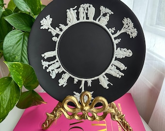 Vintage Black Wedgwood Jasperware Cake  9” Plate