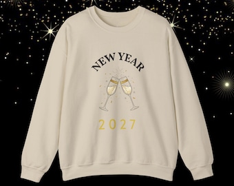 New Year 2027 Champagne Toast Sweatshirt | Festive Crewneck