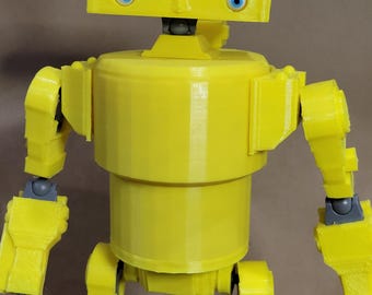 Figura personalizada de robot amarillo de 25 cm (10 pulgadas) impresa en 3D, sin pintar.