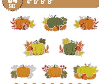 Pumpkin Floral Monogram Embroidery Design, Fall Decor (Instant Download)