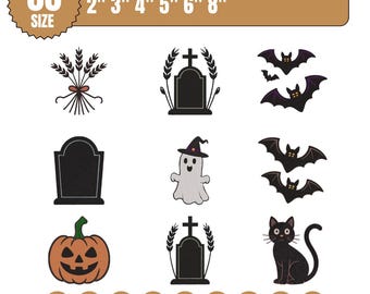 Halloween-Stickdatei mit Motiven, niedlicher Geisterkürbis, gruseliges Maschinenstickmuster, sofortiger Download (PES/DST)
