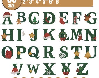 Christmas Alphabet Embroidery Design | Holiday Font | Christmas Monogram Letters | Festive Pattern Digital download