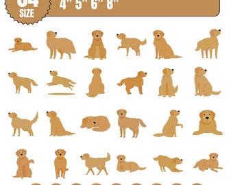 Golden Retriever Dog Embroidery Designs, Dog Lover Machine Embroidery File, Dog Set Embroidery Design, Line art Embroidery, Dogs Bundle