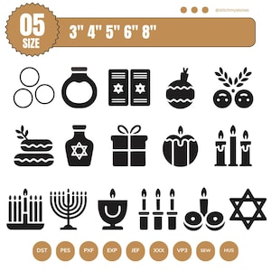 Jewish Holiday Symbols Machine Embroidery Designs