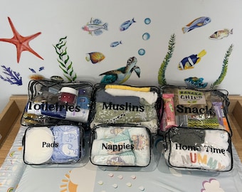 Maternity bags with organisation bags inside that can be personalised
