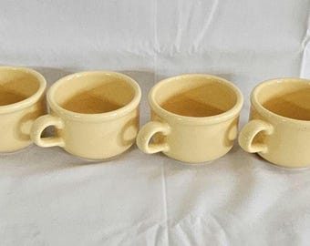 Vintage Waechtersbach Gelbe Steingut Kaffeetassen, 4er Set, Made in Spain