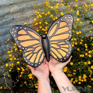 Monarch Butterfly Cremation Urn, Artistic Ceramic Sculpture- Large Unique Personalized Decorative Funeral Urns for Human Ashes