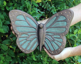 Rustic Butterfly Cremation Urn- Artistic Ceramic Sculpture- Unique, Personalized Memorial, Decorative Funeral Urns for Human Ashes