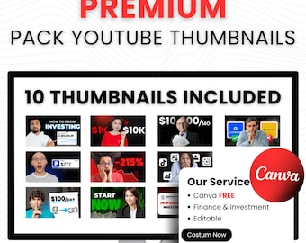 Finance YouTube Thumbnail Templates: Editable Canva Designs (Digital Download)
