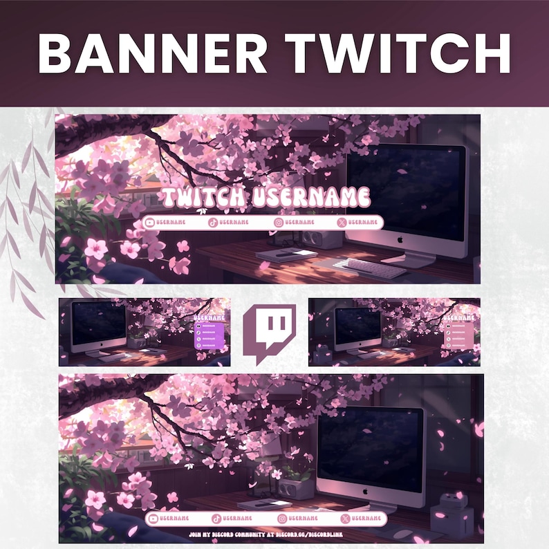 Sakura Twitch Banners: 5 Pink Canva Templates (digital Download) - Etsy