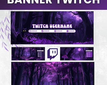 TWITCH BANNER PACK – Purple Edition (5 Designs)