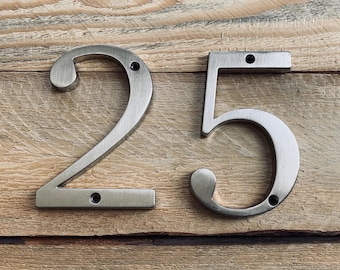 Hausnummern aus Metall / Adressschild aus Metall / Hausnummer / Hausnummer aus gebürstetem Aluminium / 10 cm große Hausnummer