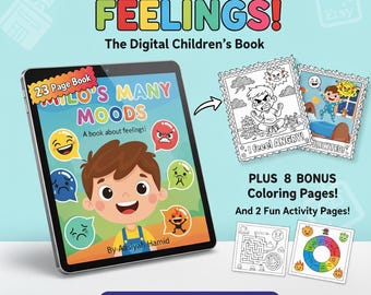 Kids Feelings & Emotions Book | Milo's Moods + Coloring Pages (Digital Download)