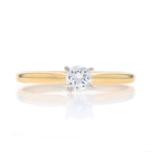 Yellow Gold Solitaire Engagement Ring 18k Round Brilliant .25ct Promise Ring