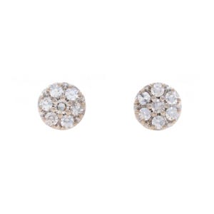White Gold Diamond Cluster Stud Earrings 18k Single .34ctw Pierced