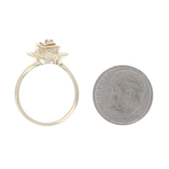 Yellow Gold Ruby Flower Solitaire Bypass Ring - 1… - image 6