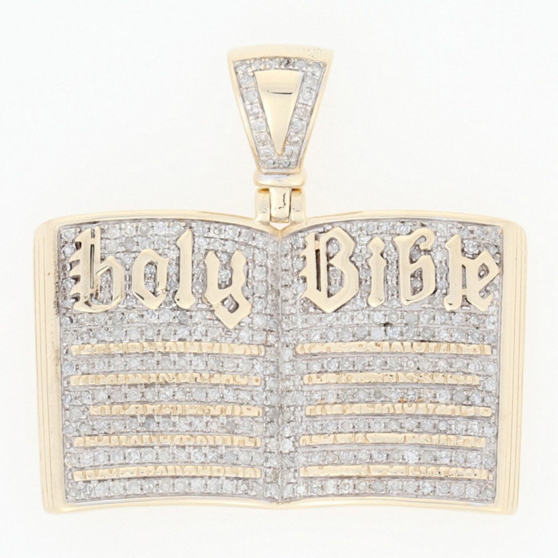1.59ctw Single Cut Diamond Holy Bible Pendant 10k Gold Faith Etsy