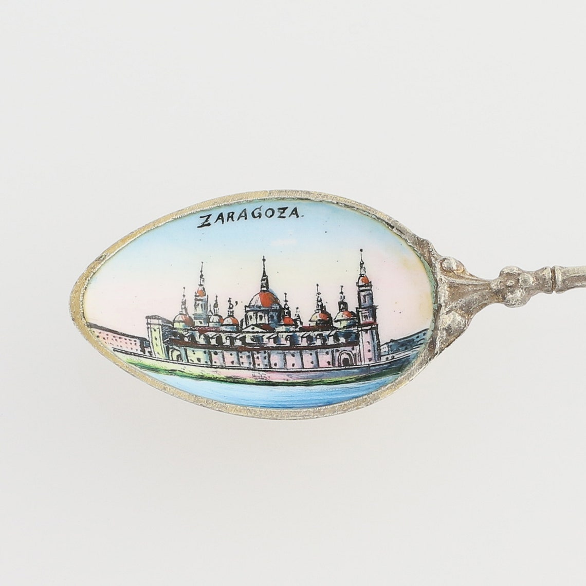 Zaragoza Spain Souvenir Spoon 800 Silver Gold Gilt Enamel Etsy