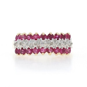 Gelbgold Rubin Diamant Cluster Cocktail Band - 10k Rund .59ctw