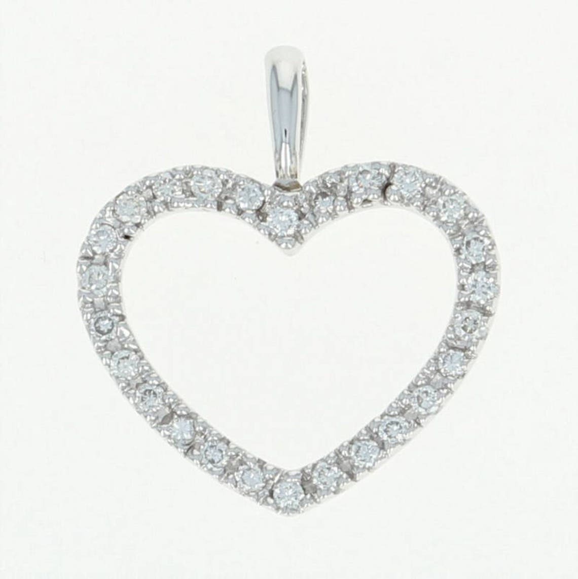 Diamond Heart Pendant 14k White Gold Round Brilliant .12ctw | Etsy
