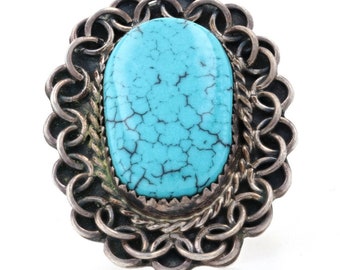 Native American Turquoise Ring - Sterling Silver Women's Size 7 3/4 G3548