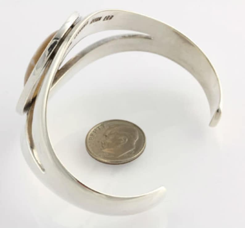 Oval Cabochon Cut Agate Bracelet 6 34 Sterling Sierra Signed Cuff Mexico