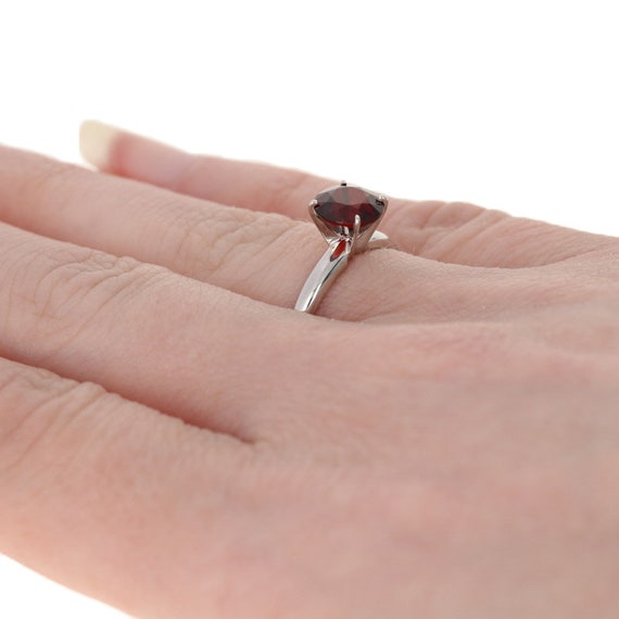 White Gold Red Spinel Ring - 14k Gold Round Cut 1… - image 4