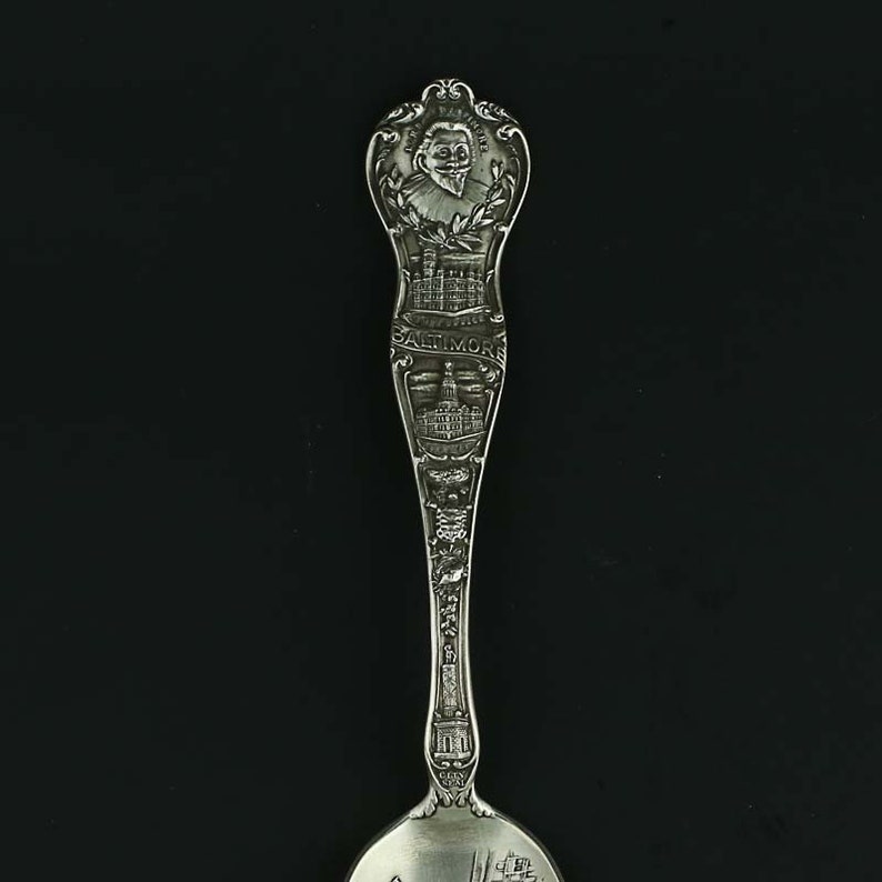 Maryland Souvenir Spoon Sterling Silver Antique Washington Monument Baltimore Kitchen Dining Home Living Baby Land Co Il
