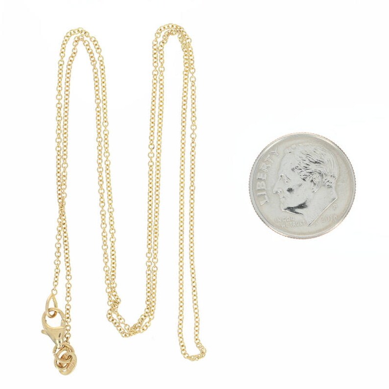 Cable Chain Necklace 18-14k Yellow Gold Lobster Clasp Italy 0.5mm