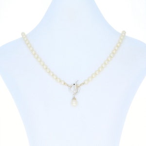 Simulated Pearl Beaded Necklace - Sterling Silver 5.7mm Hook Clasp w/ Pearl U4197