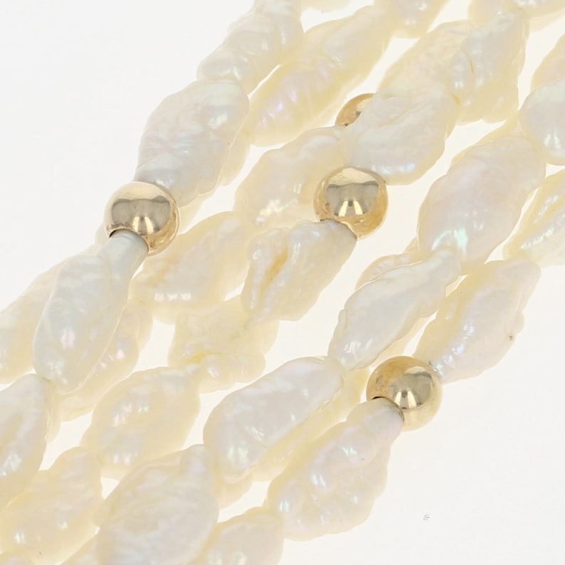 Keshi Pearl Necklace 29-14k Yellow Gold Seven-Strand Gold Beads