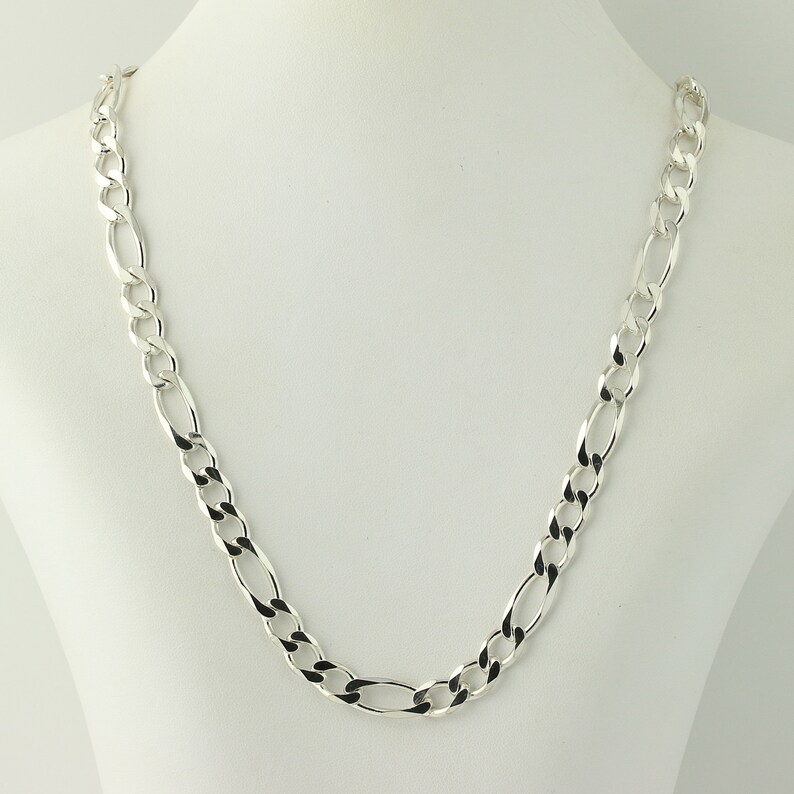 Figaro Chain Necklace 19 34 Sterling Silver Lobster Claw Clasp