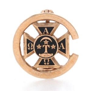 ALPHA TAU OMEGA - 14k gold fraternity Colorado Greek Vintage Pin Badge