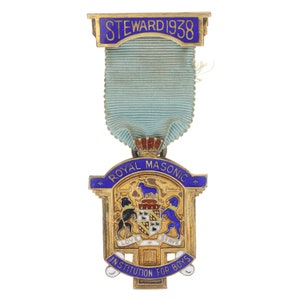 1938 Royal Masonic Institution for Boys Steward Medal Sterling 925 British Badge