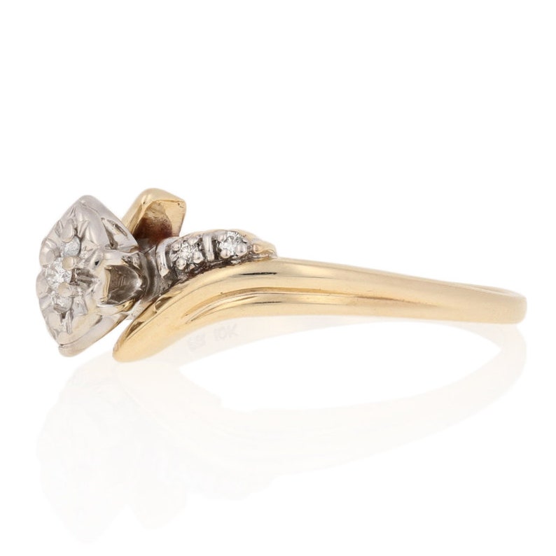10k Gold Illusion Solitaire Bypass Round Brilliant Diamond Engagement Ring