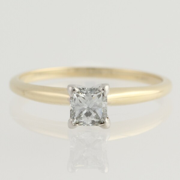 Princess Cut Diamond Engagement Ring - 14k Yellow & White Gold 6 1/4 Fine .42ctw Unique Engagement Ring L6773