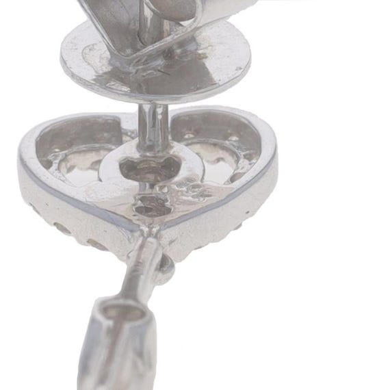 White Gold Diamond Graduated Heart Dangle Earrings -14k Rnd 2.00ctw Love Pierced View 4