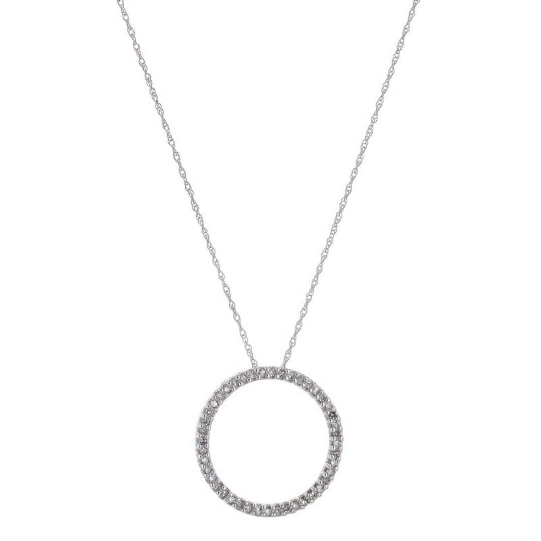 White Gold Diamond Eternity Necklace 18 1/4 10k Single Etsy