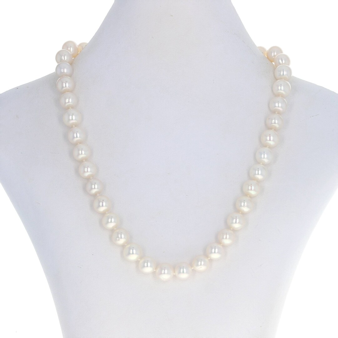 Genuine Pearl Strand Necklace 14k White Gold Brushed Bead - Etsy