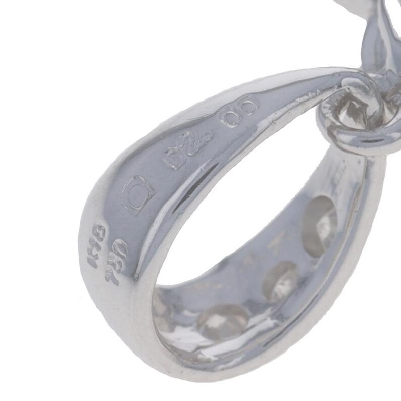 White Gold Diamond Flower Cluster Double Halo Pendant 18k Rnd and Baguette 2.00ctw image 4