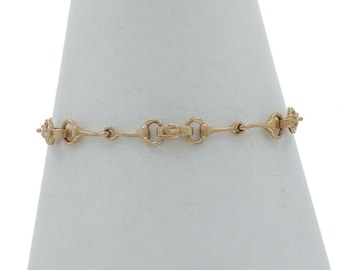 Yellow Gold Vintage Horsebit Link Bracelet 6 3/4" - 14k Equestrian