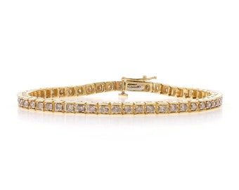 Yellow Gold Diamond Tennis Bracelet 7 1/4" - 10k Round 3.00ctw Champagne Brown