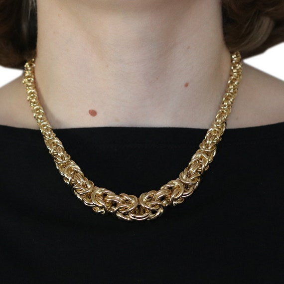 Yellow Gold Byzantine Chain Necklace 17 