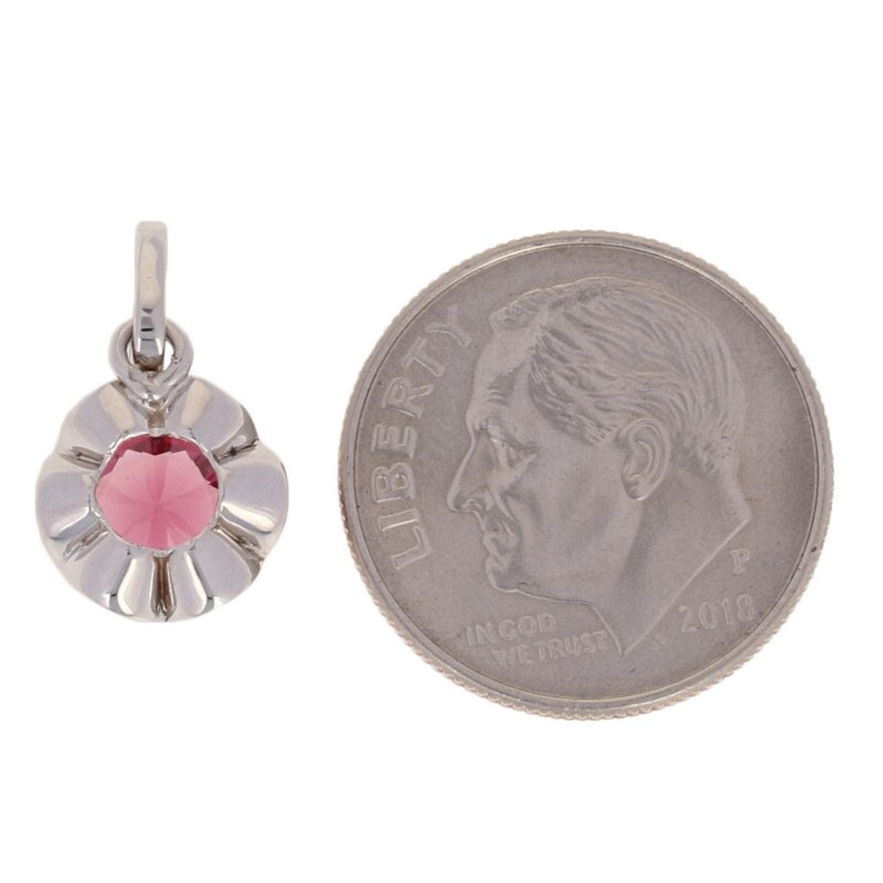 14k White Gold Solitaire Round Cut Spinel Pendant .85ctw